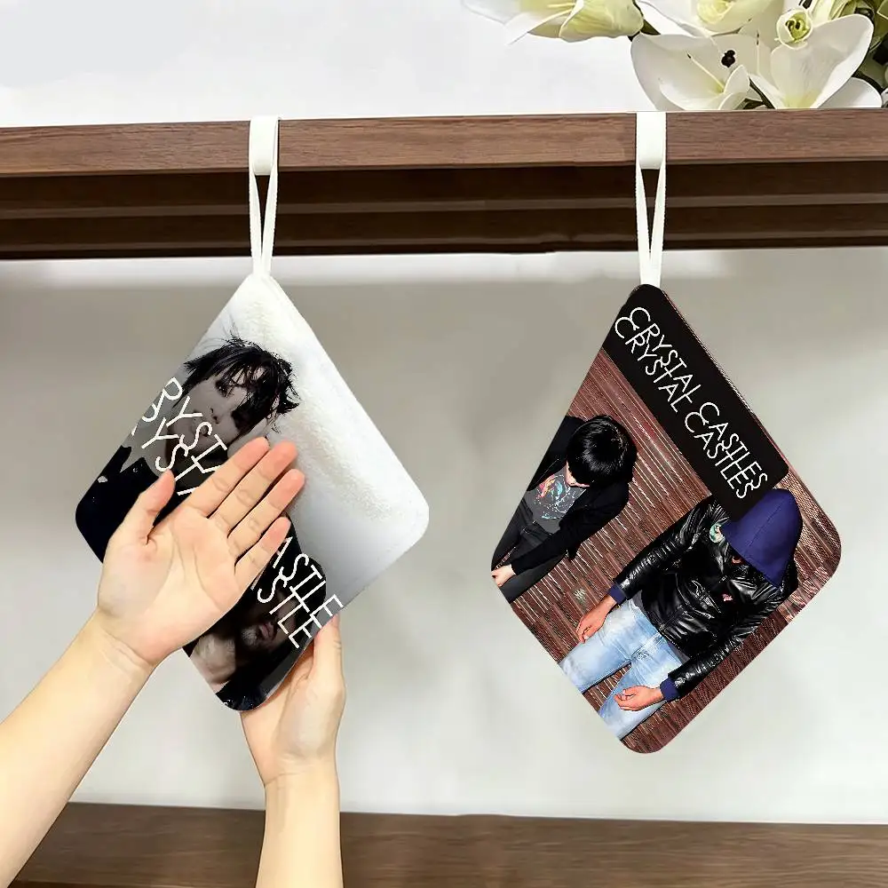 Band C-Crystal Castles Polyester Cotton Hanging Kitchen Towel, Soft Hand Wiping Towel, Reusable for Kitchen Bathroom Home