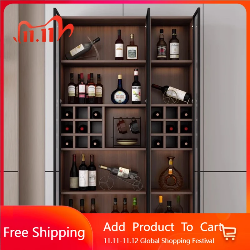

Luxury Shelves Bar Cabinet Mobile Living Room Storage Wood Wine Cabinet Designer Nordic Placards Ouverts Furniture For Room