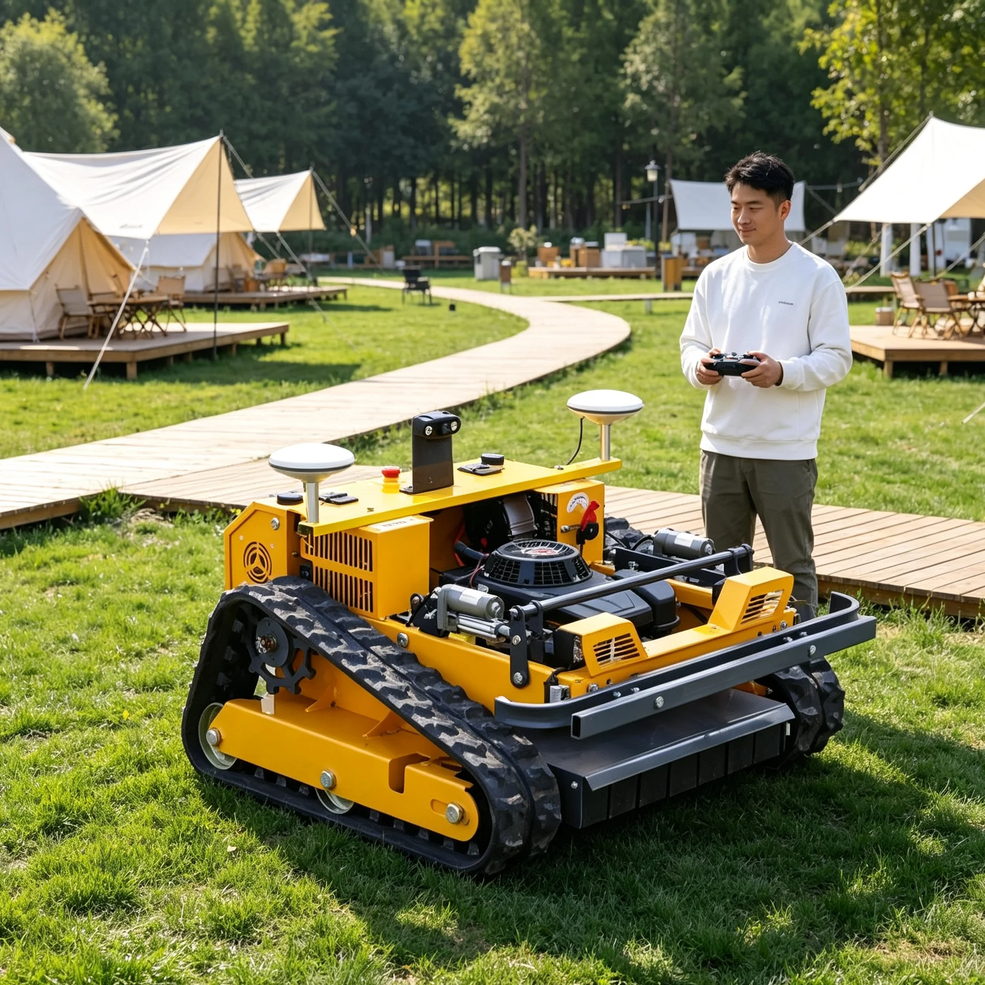 Customized Hilly Orchard 550GPS Remote‑Controlled Lawn Mower, GPS Navigation Mowing, Can Add Snow Shovel For Winter‑Summer Use