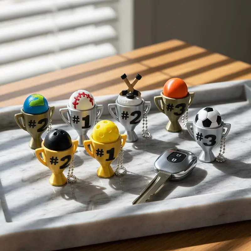 3D Printed Sports Ball Fidget Clicker Keychain Lightweight Stress Relief Decompression Toy for Commute Holiday Gifts