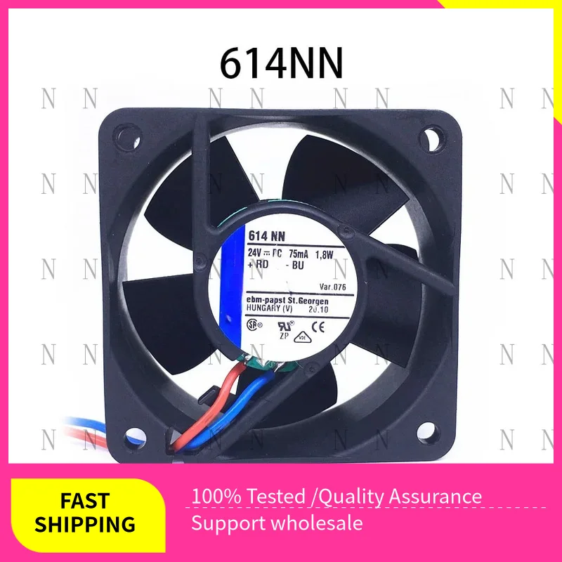 

YJJ New FOR Ebmpaps Axial flow Fan 60x60x25MM 614NN 24VDC 75mA 1.8W 40m3/h Server Fan