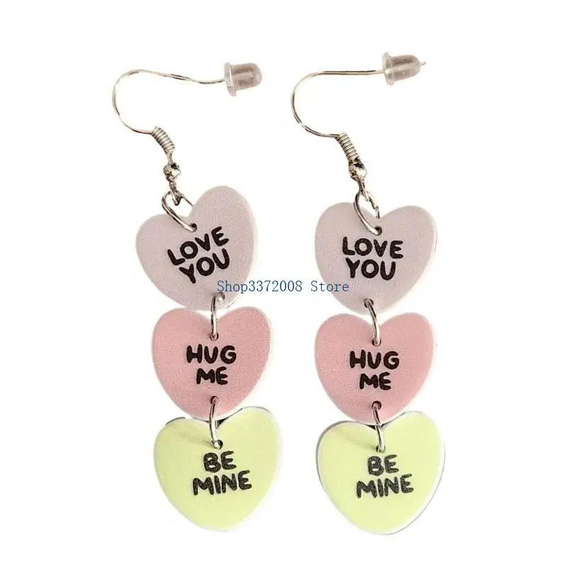Heart Shaped Ear Drops Fashion Ear Hooks Valentine's Day Gift for Couple Lover