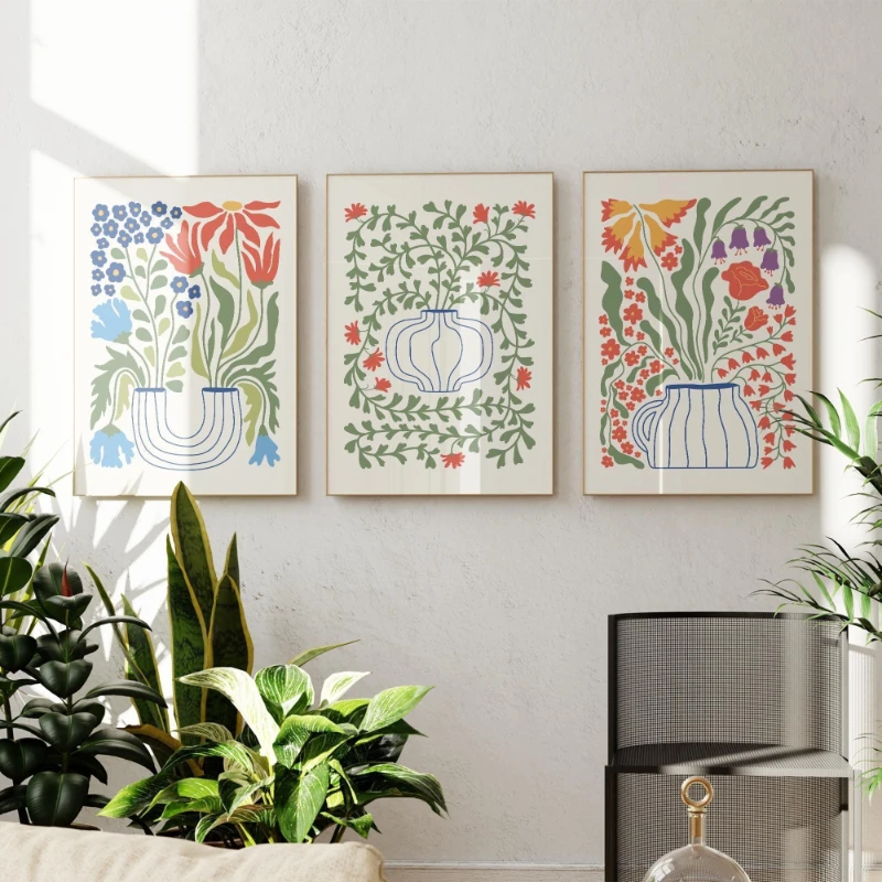 Conjunto de 3 Quadros em Tela  - Home Decor Vase avaliação e preço