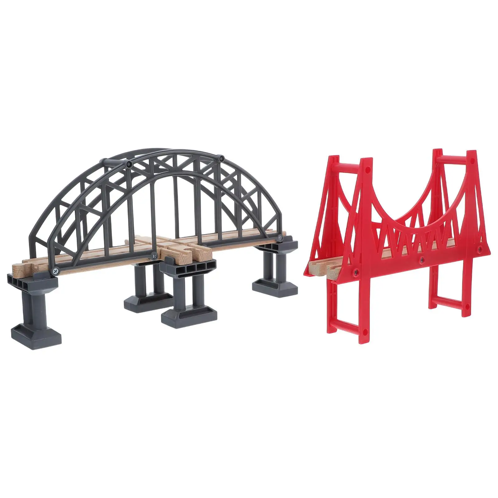 Train Track Wood Wooden Bridge Rainbow Accessories Assembled Model Kit Children Toy Supports Wooden Rainbow Bridge Toy
