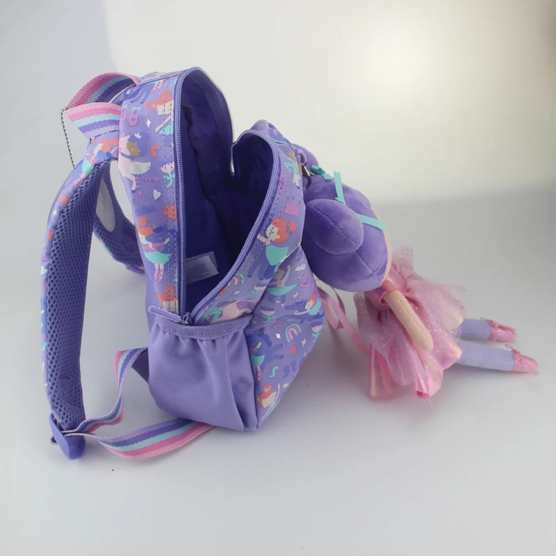 حقائب ظهر مدرسية لرياض الأطفال حقيبة ظهر للفتيات والأطفال من القطيفة للأطفال دمية باليه أرجوانية 1 2 3 4 سنوات 11 بوصة