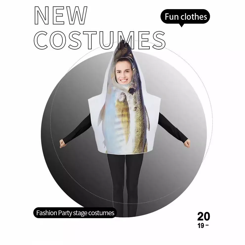 زي تنكري للبالغين على شكل رجل السمكة لعيد الهالوين، زي مضحك للعروض المسرحية، فستان حفلات التنكر العصري، أزياء نسائية #4