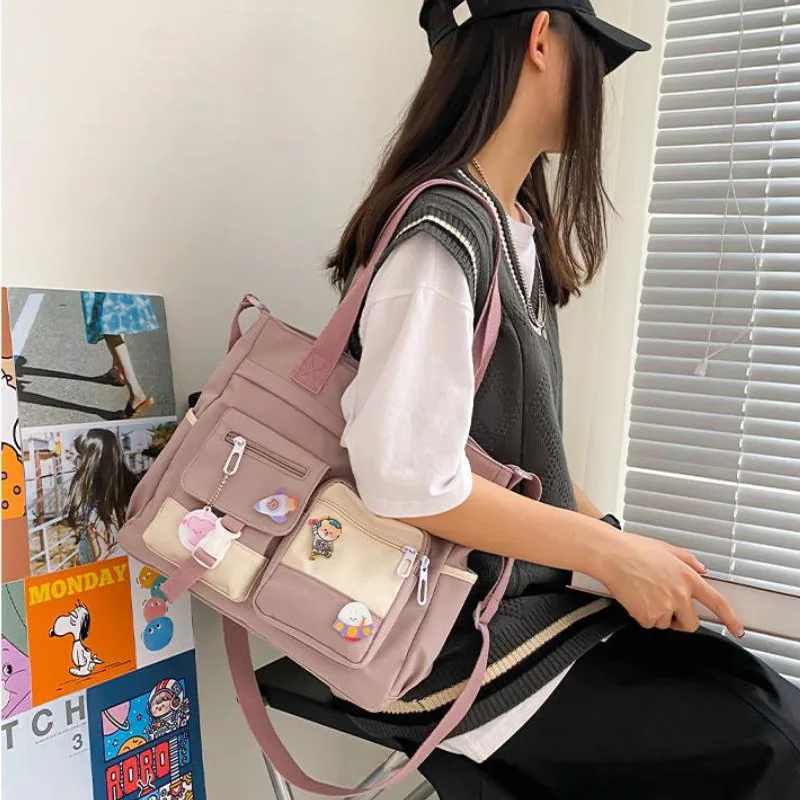 School Tote Book Bags for Girls Satchels Canvas Women Handbags Shoulder Bag Nylon Ladies Messenger Bag Oxford Crossbody Bags