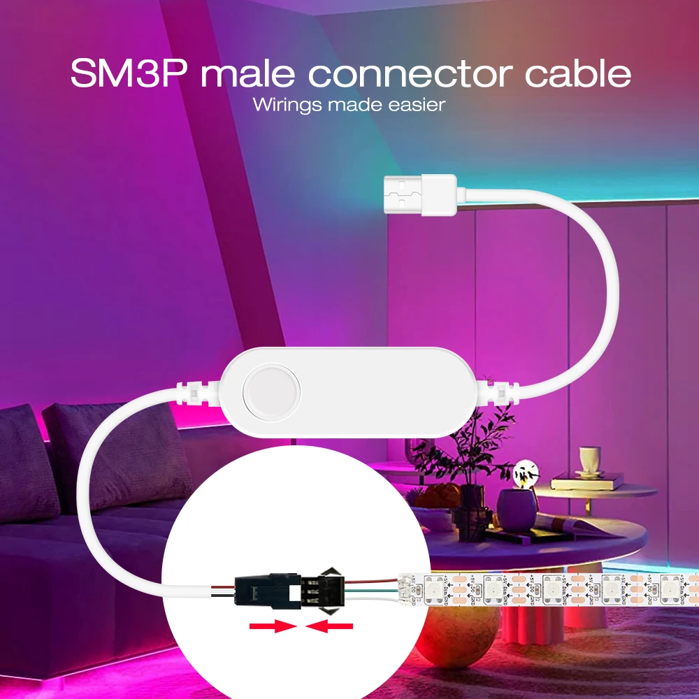 1-10WLED  RGB Strip Lights with Mic LED Controller ESP32 Music Dynamic Modes for WS2811 WS2812B SK6812 WS2813 WS2815 DIY