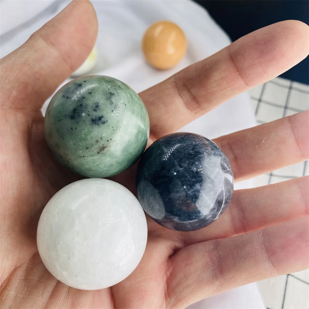 1Pair Natural Jade Baoding Ball Fitness Handball Quartz Sphere Relaxation Hand Wrist Exercise Massage Therapy Healing Stone view 4