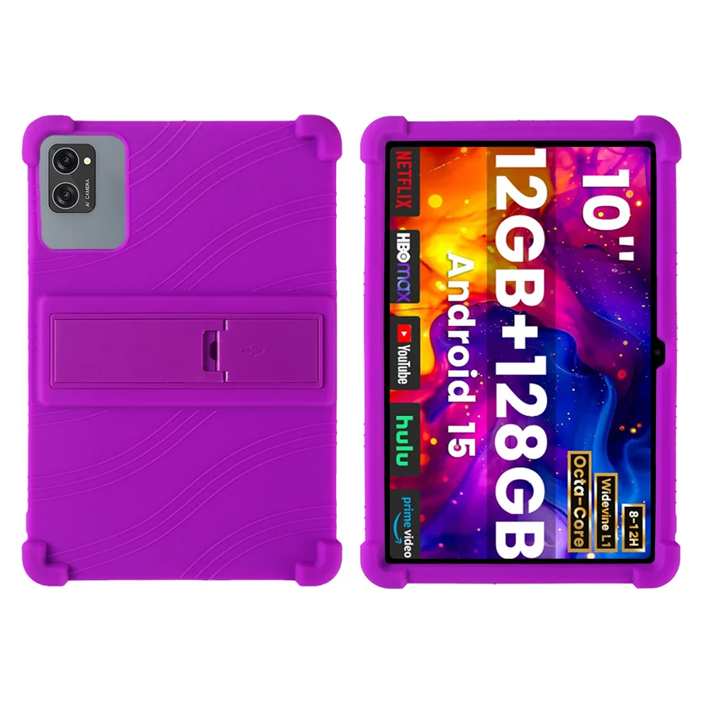 For VekfulPC T20  Android 15 Tablet,10 inch Tablets Case,Soft Silicone Adjustable Stand Cover Lightweight Kids Friendly