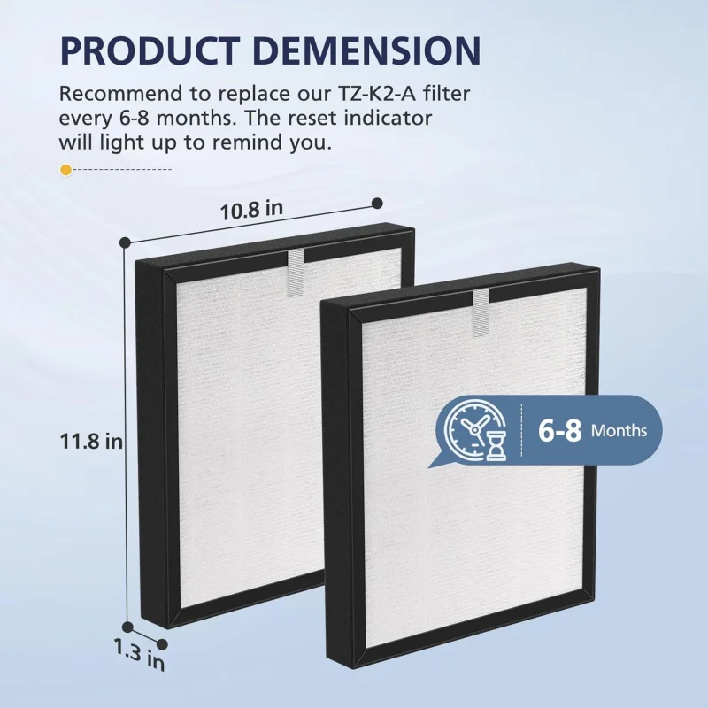 TZ-K2 Replacement Compatible with ToLife TZ-K2 Purifier Home Large Room, 3-in-1 HEPA High-Efficiency Activated Ca