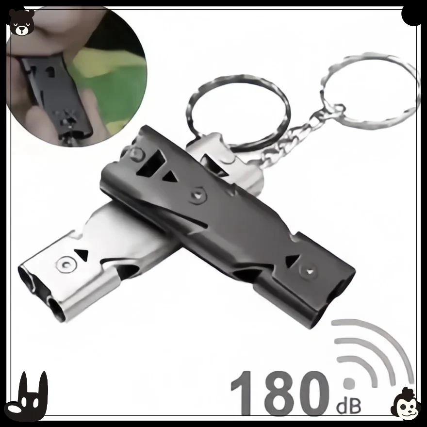 سلسلة مفاتيح صفارة البقاء على قيد الحياة - صفارة طوارئ للتخييم/المشي لمسافات طويلة في الهواء الطلق، إنذار أمان عالي مع تصميم أنبوب مزدوج #2