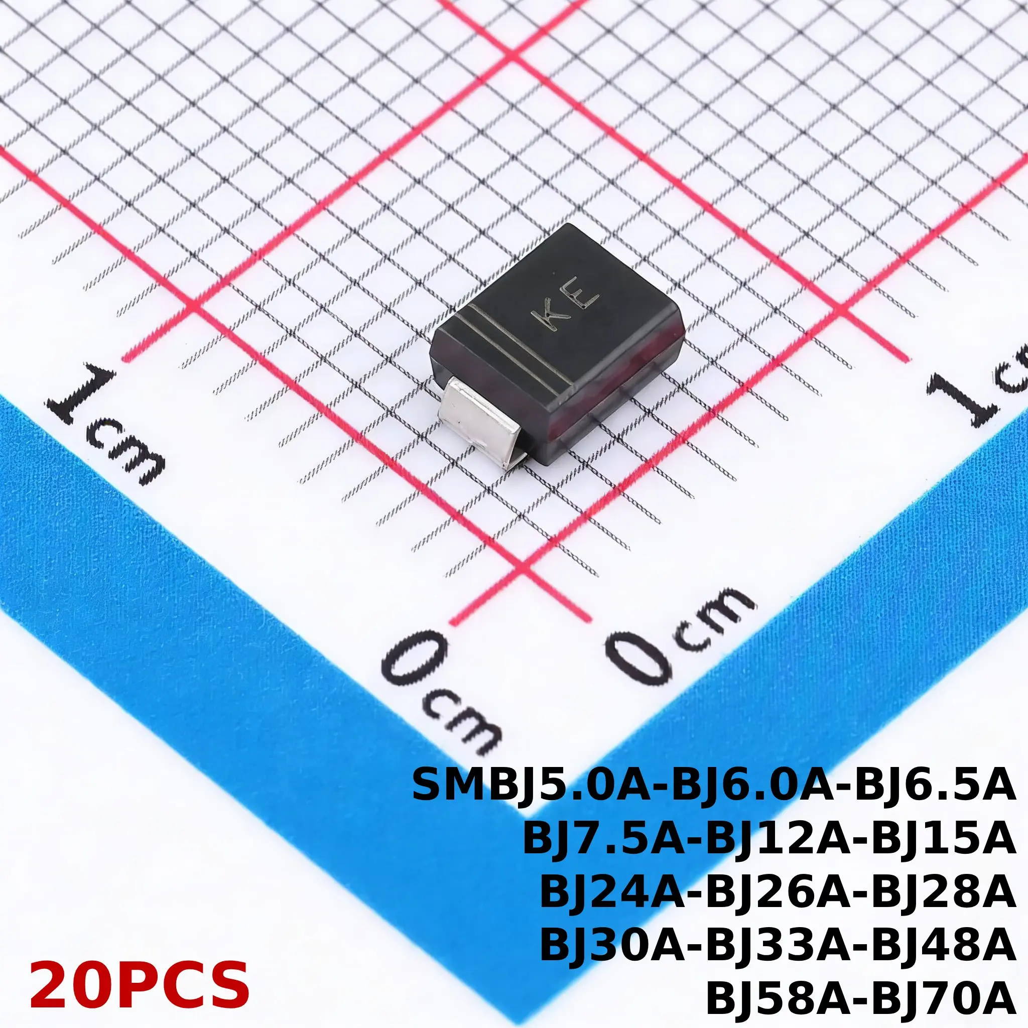 

20pcs TVS Diode SMBJ5.0A SMBJ6.5A SMBJ7.5A SMBJ12A SMBJ15A SMBJ24A SMBJ28A SMBJ30A SMBJ33A SMBJ48A SMBJ58A DO-214AA