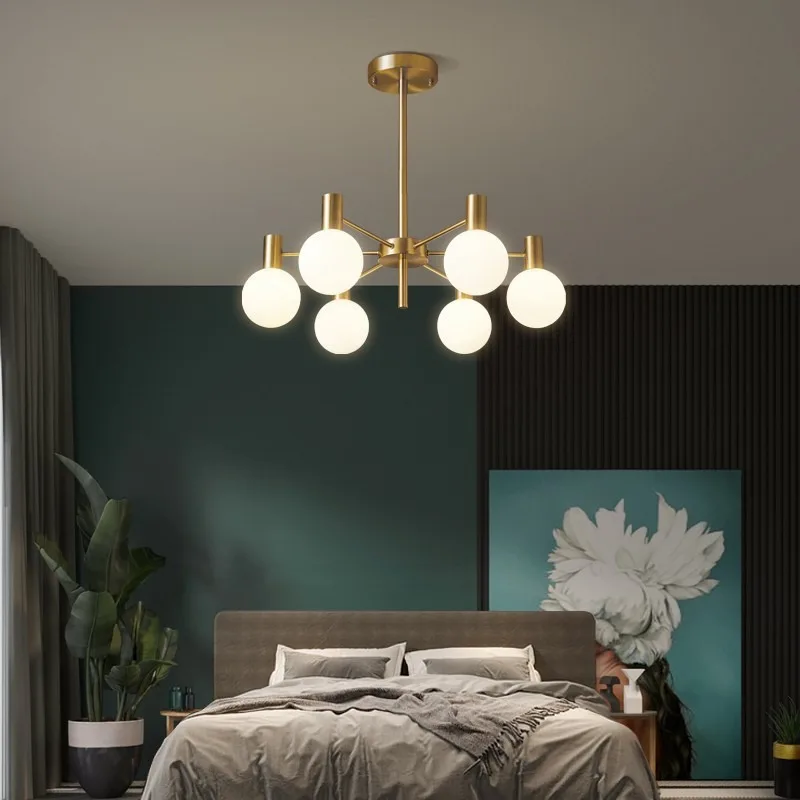 Nordic Magic Bean Chandelier Simple Modern Living Room Dining Room Bedroom Lighting Advanced Molecular Glass Wrought Iron Lamp