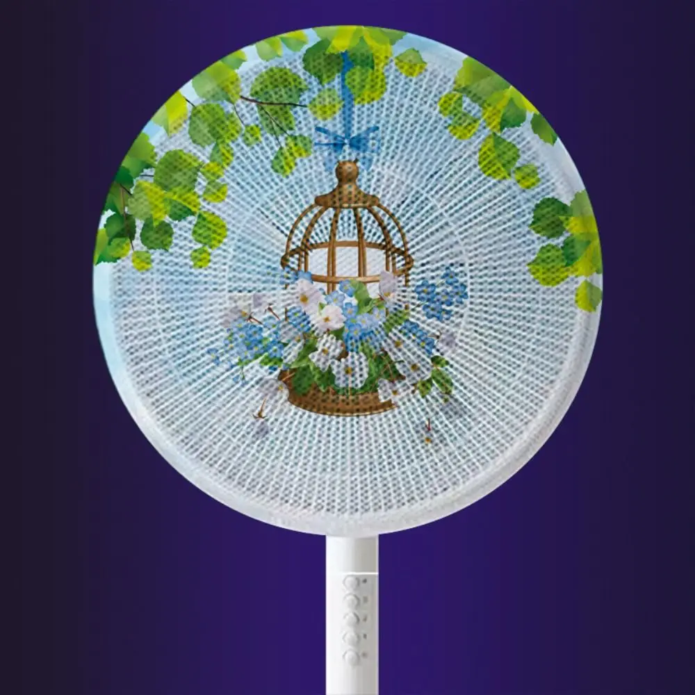 16-18 Inch Fan Protection Covers Unisex Anti-pinch Electric Net Cartoon Pattern Fan Dustproof Covers Round Fan Finger Guards