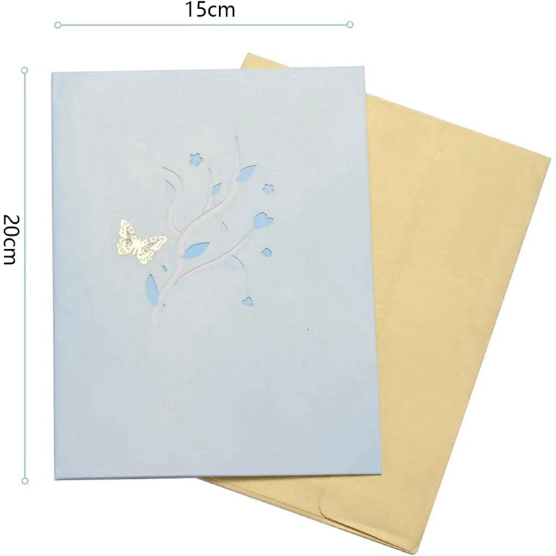 Valentine Day Card Pack com Envelopes de Borboleta Azul, Adequado para Pensar em Você, Aniversário, Dia das Mães, Aniversário, Todas as Ocasiões