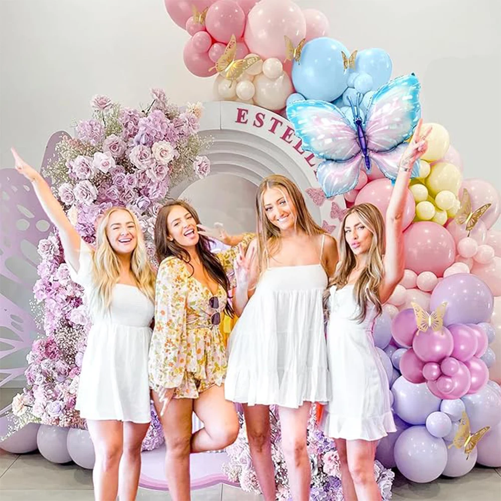93pcs Butterfly Balloon Garland Arch Kit, Large Butterfly Foil Balloon, Macaron Butterfly Birthday Baby Shower Wedding Party