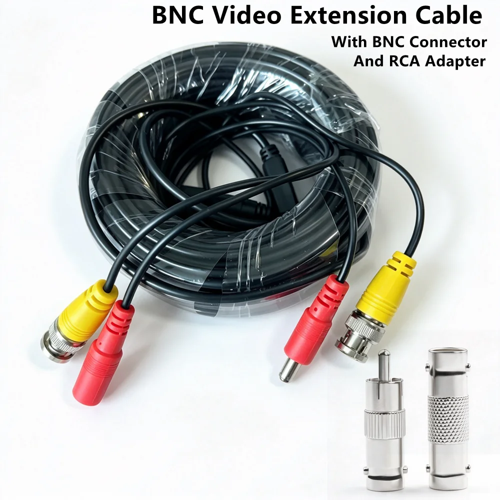 BNC Video Extension Cable With BNC Connector And RCA Adapter AHD Camera Wire Cord 5M/10M/20M/30M For DVR Surveillance System