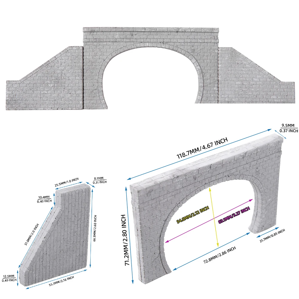 Mini N Treintunnel Uitgang Ingang Model Spoorwegtunnels Portaal DIY Bergspoor Treinspoor Zandtafel Scène Accessoires