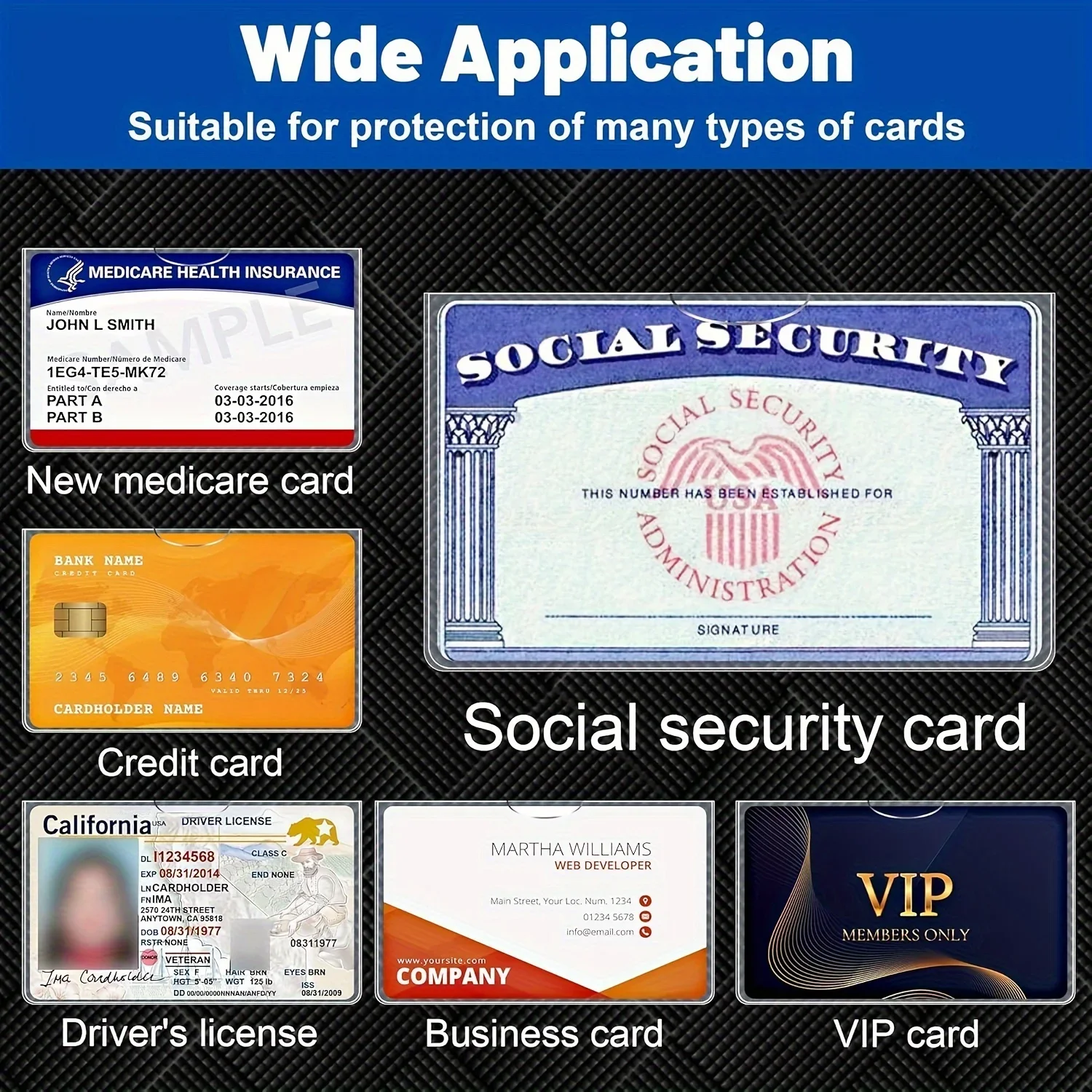 10 pcs of PVC card protective cover, suitable for social security, medical insurance, and credit cards - secure storage solution image 4