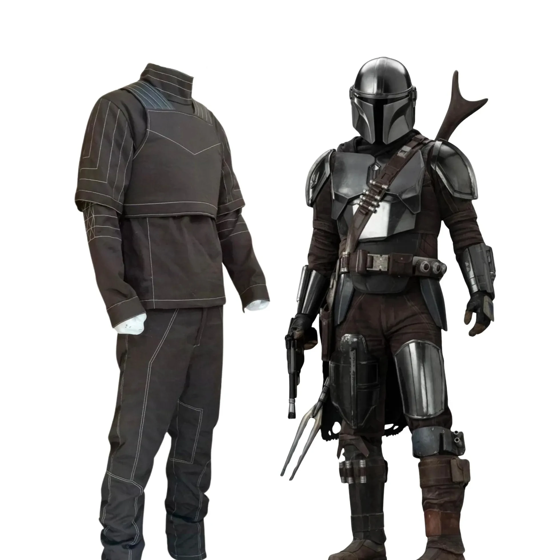 Conjunto de Disfraz de Cosplay de Din Djarin, Chaleco, Pantalones y Capa, Sin Armadura, Disfraz de Cazador de Recompensas de la Película Mandalorian ‌ Disfraz de Halloween