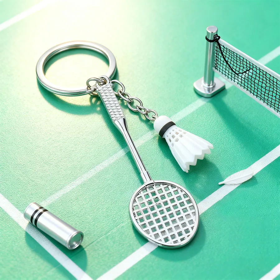Porte-clés de raquette de badminton, volant multicolore, breloque, thème sportif, sac à dos, cadeau unisexe pour les fans de badminton