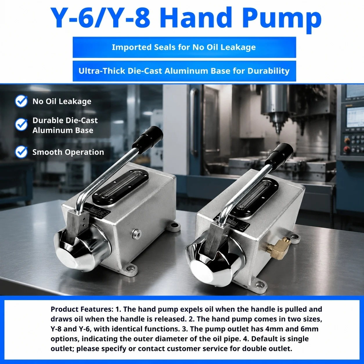Hand Crank Lubrication Pump: 300ml or 500ml Tank, Stainless Steel Plunger, No Power Required, Easy Maintenance