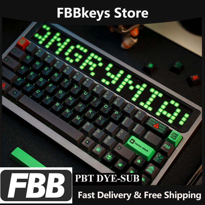 

Колпачки для клавиш FBB Hacker Theme PBT Механическая клавиатура Колпачки для клавиш MX Переключатели по индивидуальному заказу DIY Gitft для игрового компьютера Офис 1,7 мм Черный