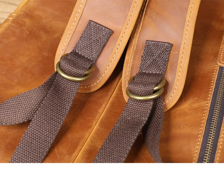 Lässige Vintage-Rucksäcke aus echtem Leder für Herren, handgefertigt, für Wochenendreisen, aus Crazy-Horse-Rindsleder, Damenrucksack mit großem Fassungsvermögen. – Detail 20