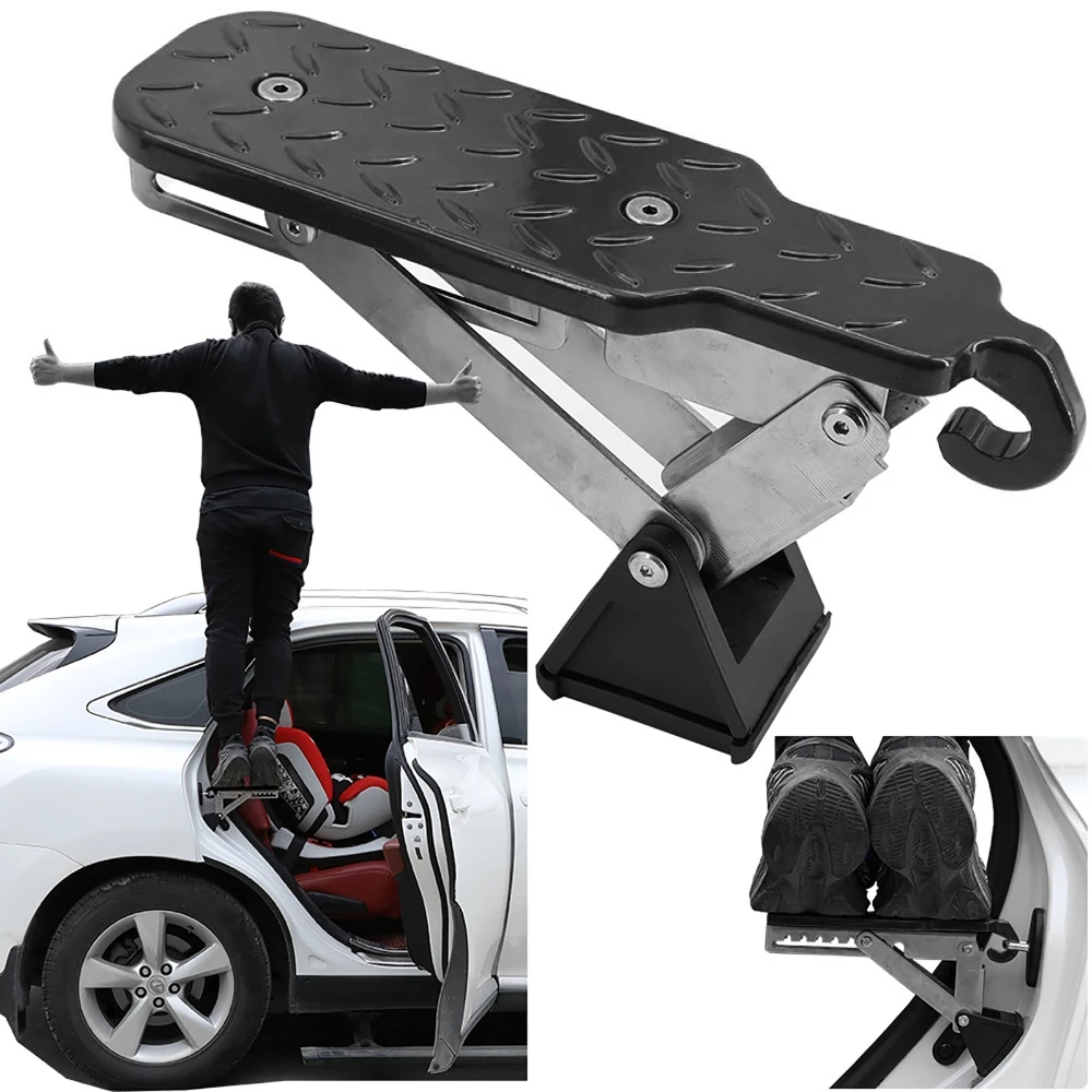 Adjustable Car Foot Pedal Step Board with Hook Aluminum Alloy Universal Vehicle Auxiliary Running Boards Load-bearing 250KG