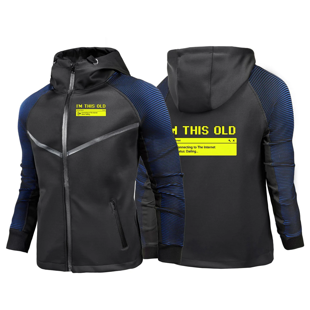 Computer 90s Programmer PC Nerd Geek  Men's Hooded Cardigan Trench Coat Streetwear Windbreaker Leisure Fashion Jacket Hoodie