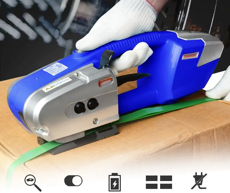 

JD13/16mm portable Handheld Packaging Tool Two Battery,full automatic hot melt PP/PET plastic steel strapping machine