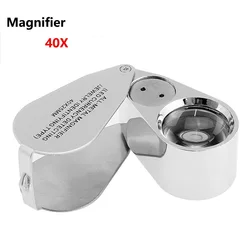 1Pc 40X Illuminated Jeweler LED UV Lens Loupe Magnifier with Metal Construction and Optical Glass Dropshipping High Quality