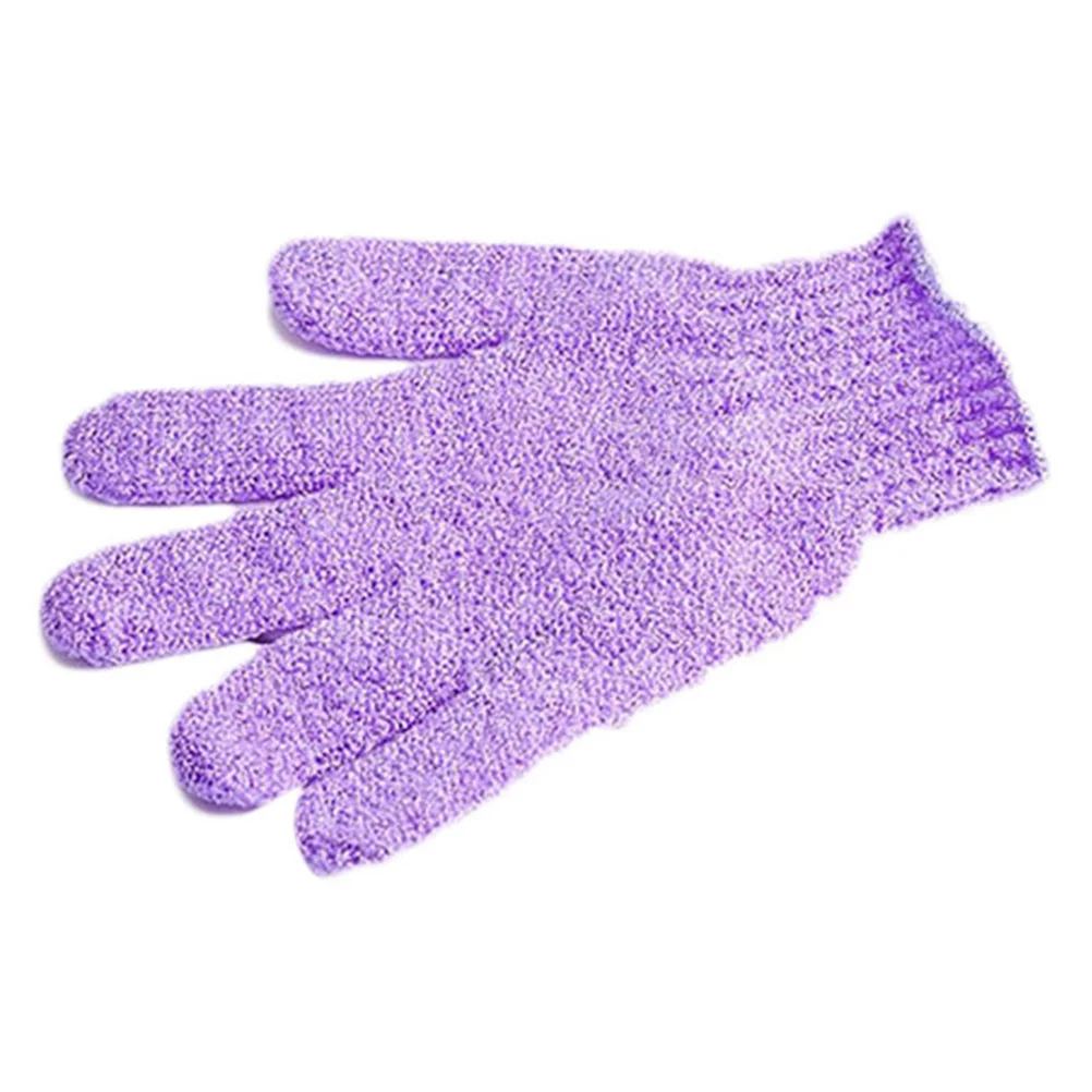 2 guantes de baño exfoliantes para ducha, guantes de ducha de nailon, exfoliante corporal para hombres, mujeres y niños (púrpura)