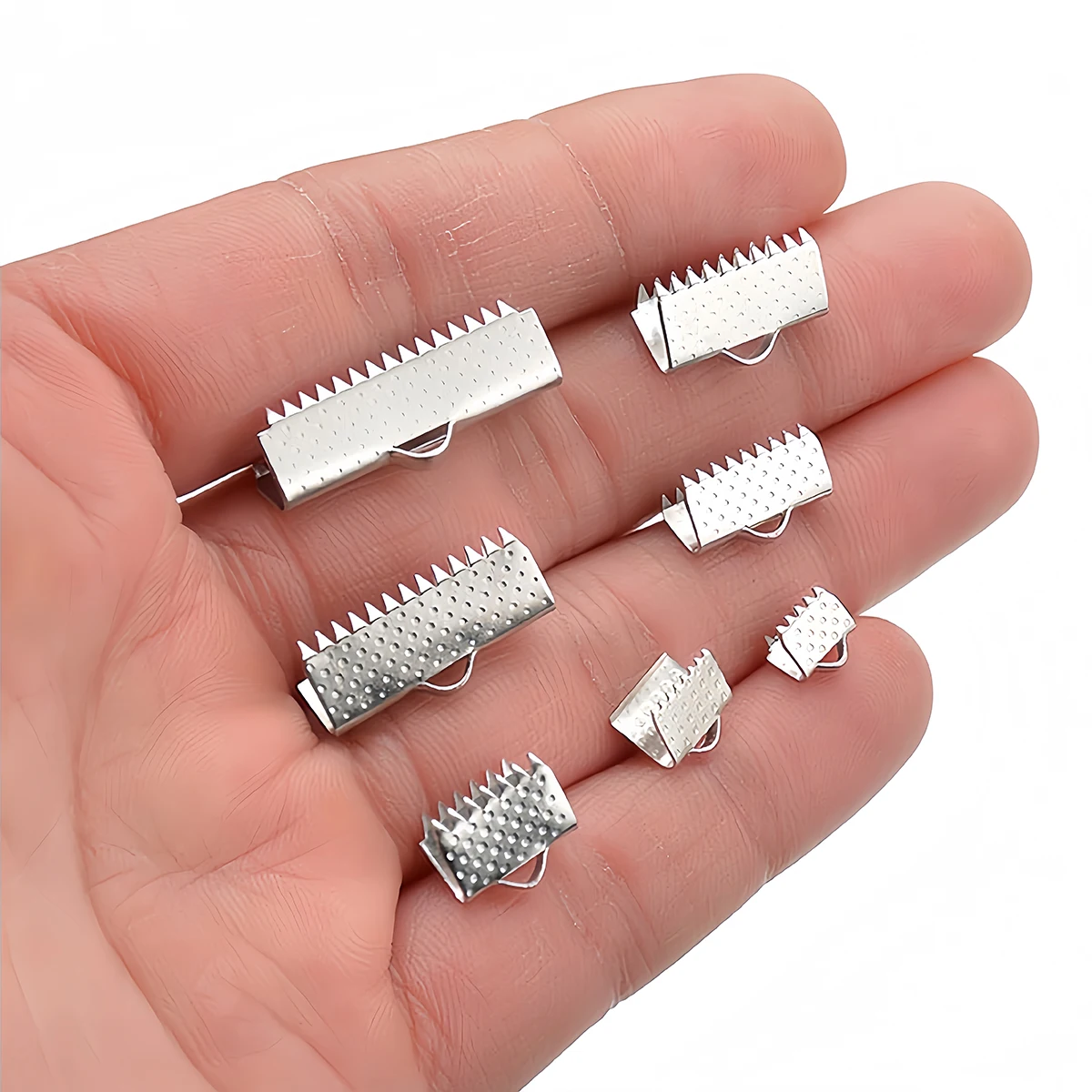 10/30 Stück Edelstahl-Crimp-Perlen, Cove-Verschlüsse, Kordel-, Band- und Lederclips, Abdeckungen, Verschlüsse und Verbinder für die DIY-Schmuckherstellung – Detail 9