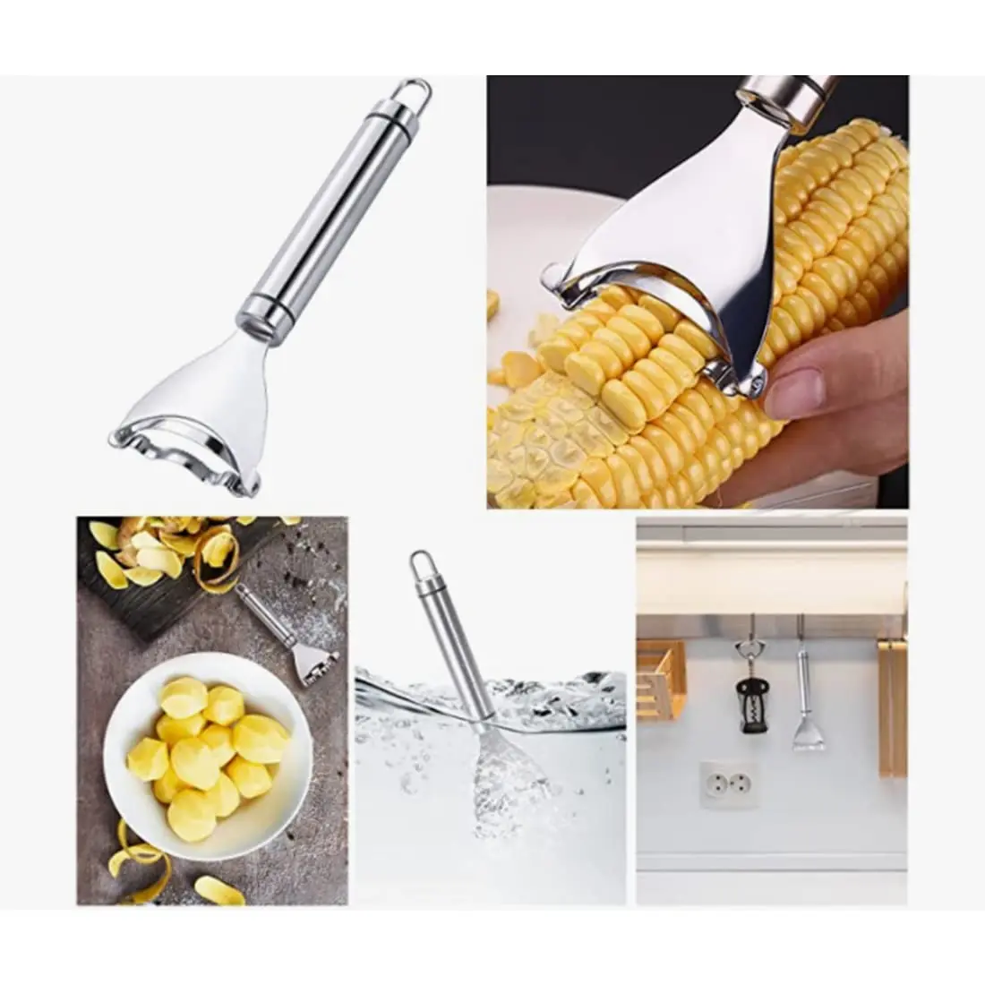 Home Y-Shaped Corn Peeler - Stainless Steel Fast Kernel Remover 3 Seconds Per Corn Kitchen Corn Shelling Lazy Tool image 5
