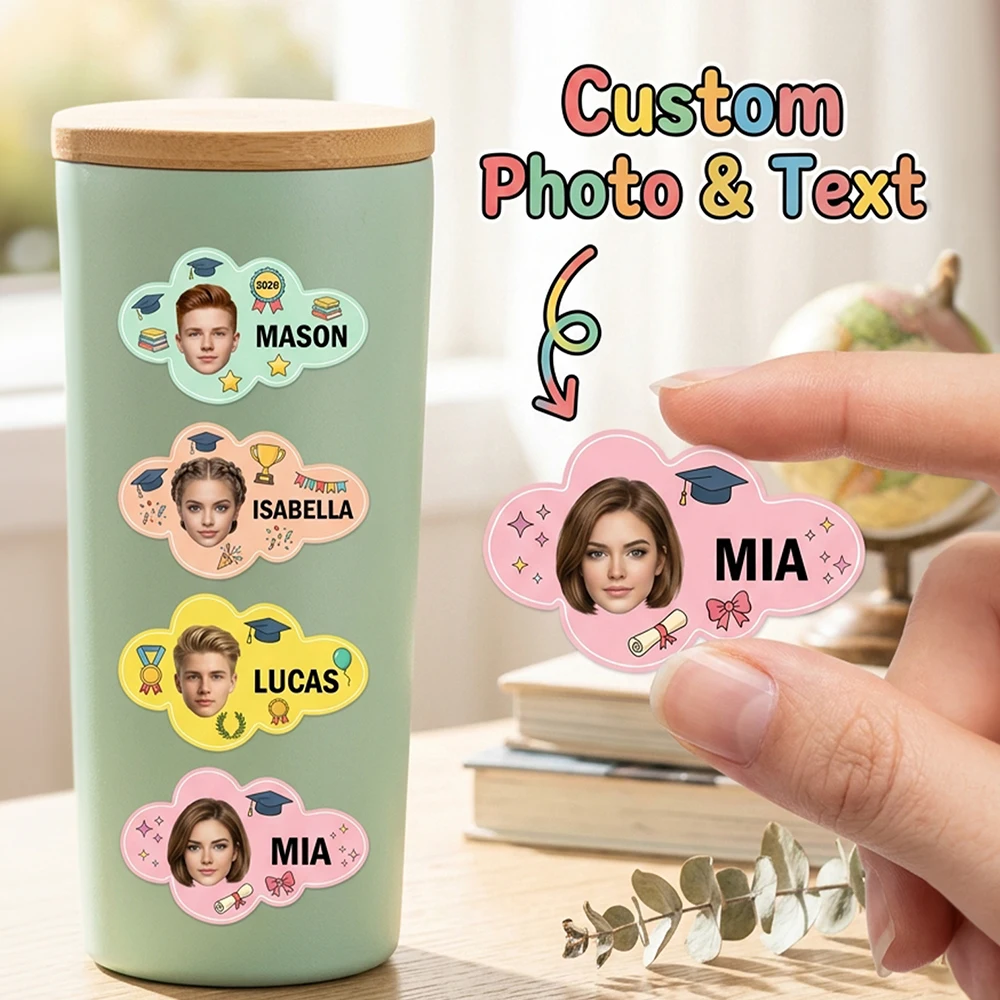 Custom Photo & Text Graduation Stickers,Cloud-Shaped,Graduation Party Favor Stickers,Personalized Keepsake Gifts,Laptop