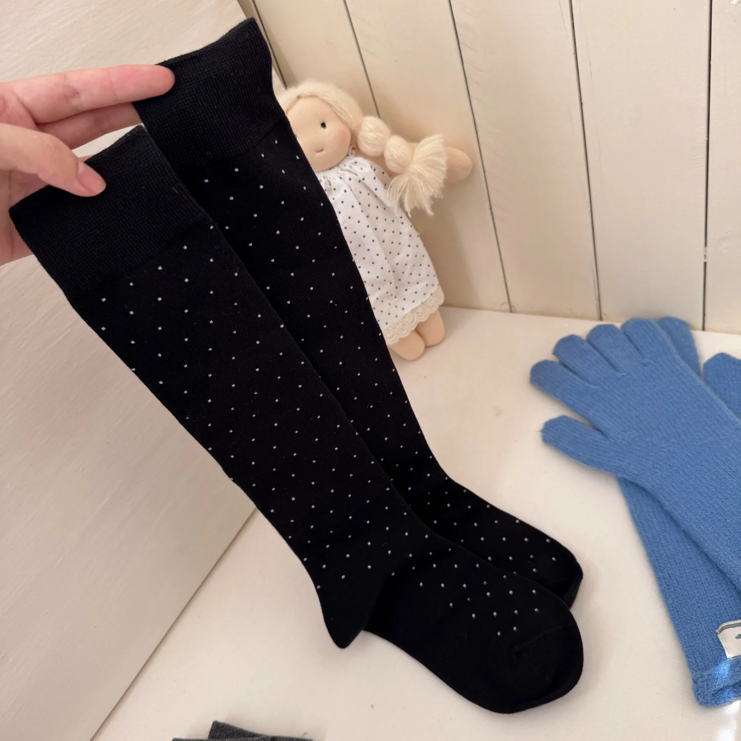 SP & CITY ريترو البولكا نقطة التخسيس العجل الجوارب النسائية كلية نمط القطن تنفس الجوارب الطويلة الكورية موضة لينة عادية جورب #6