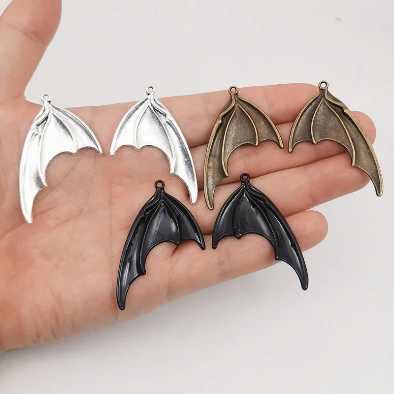 6 Pairs Retro Dark Gothic Halloween Bat Wings Dragon Wings Pendant Zinc Alloy DIY Jewelry Accessories