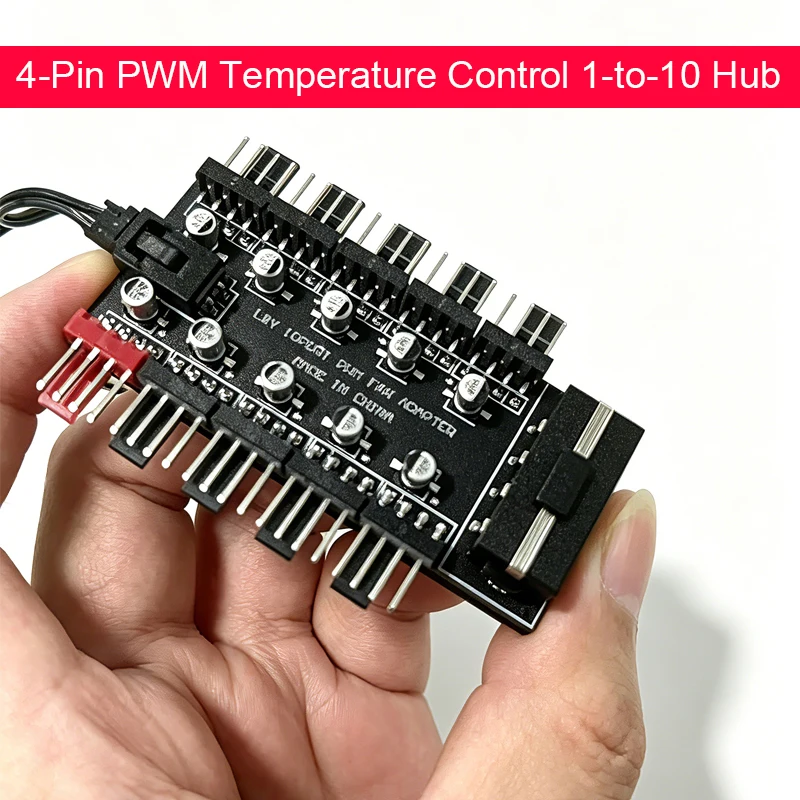 4Pin 10 Port PC Case Fan Hub PWM Controller SATA Power/Large 4P Splitter Motherboard Cooler Cooling Fan Cable