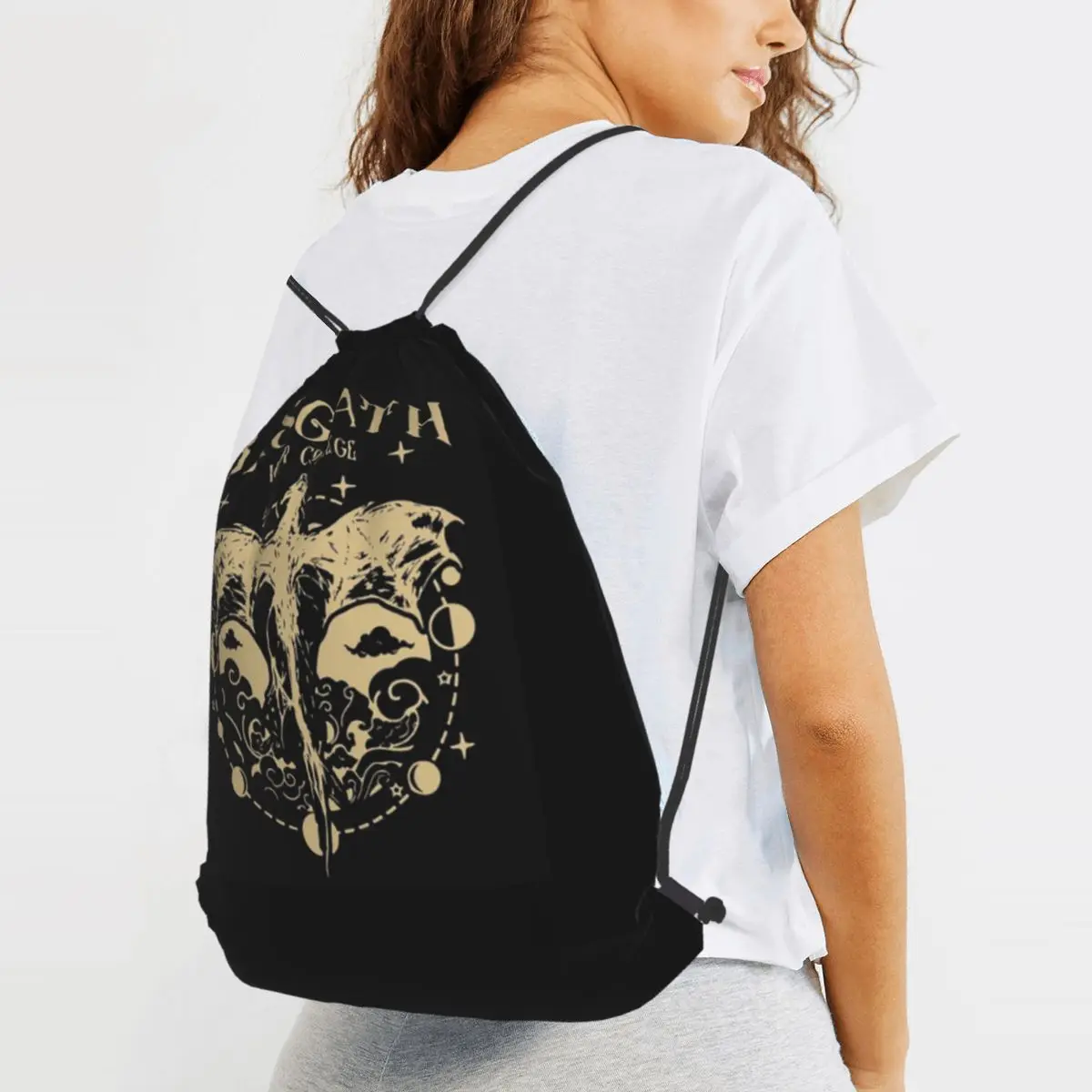 

Basgiath War College 20 Fourth Wing Backpacks Fashion Drawstring Bundle Pocket Sports Bag Book Bags for Man Woman Students