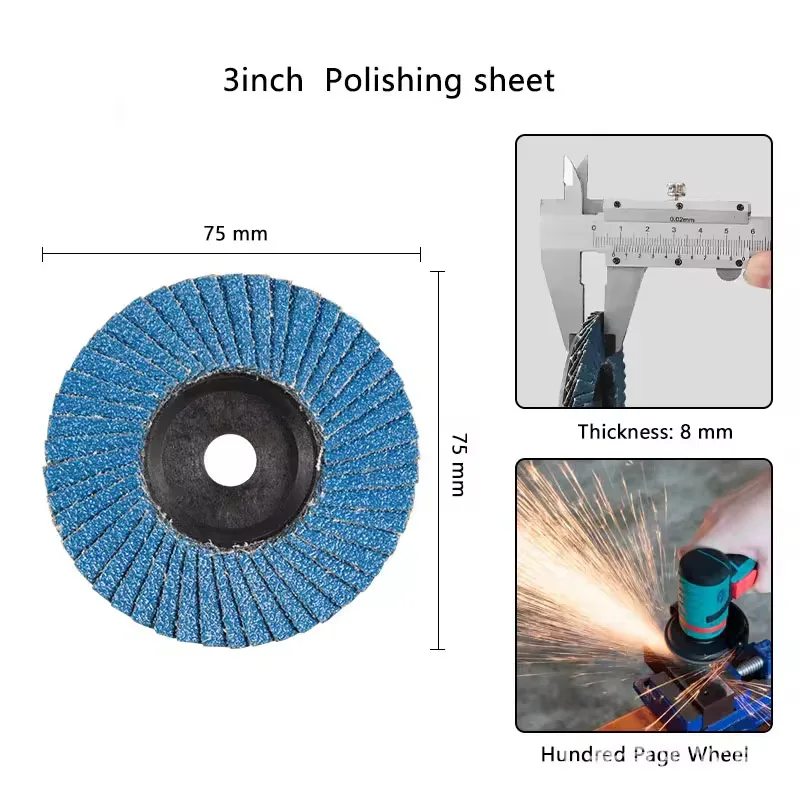 3 pz 75mm Dischi Lamellari Piatti 3 "Mole Mini Smerigliatrice Angolare Accessori Dischi Abrasivi Per Il Lucidatura Del Legno Del Metallo