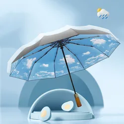 Windproof Double Layer Sun Umbrella Large 3Folding Fully Automatic Rain Women 10K Strong Luxury Business Umbrellas Male Parasol