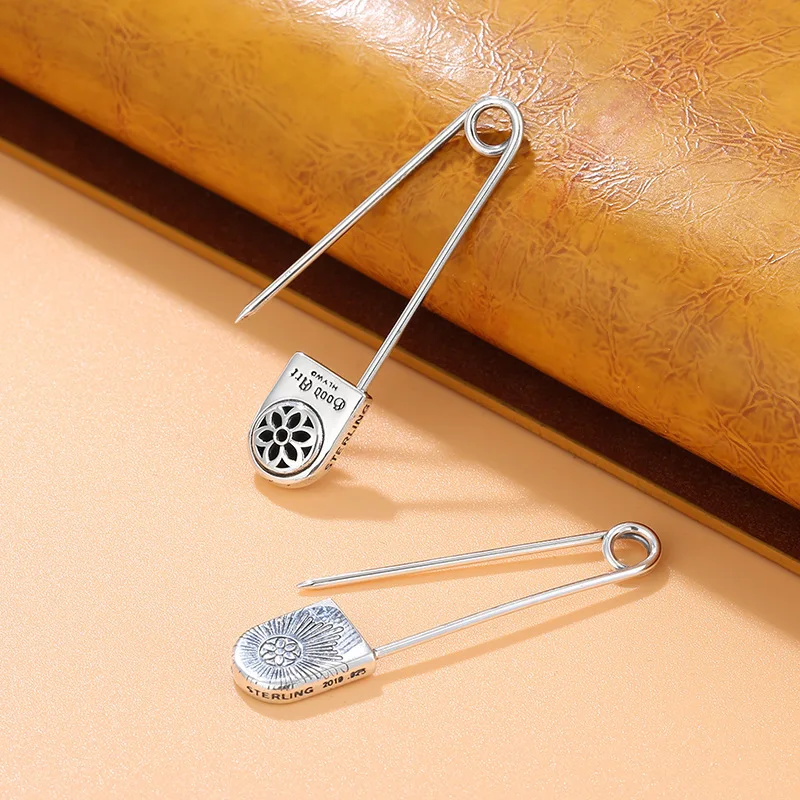 

Bag S925 Sterling Silver Trendy Pin Pendant Accessory Brooch Buckle Pin Cherry Blossom Fashion Pin