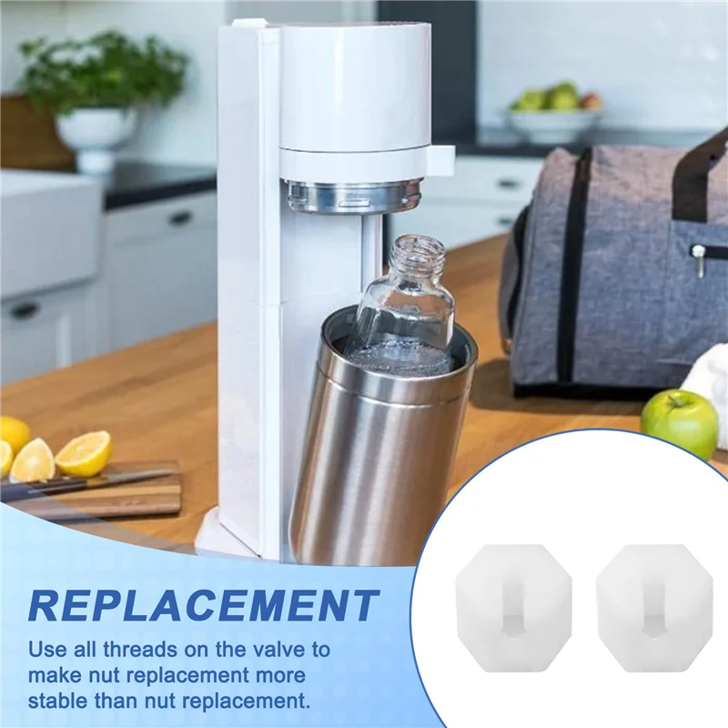 SANQ Sodastream Crystal 1.0 2.0 Nozzle Replacement Nuts Set Of Two, Quick-Fit CO2 Connector, Safe Gas Seal