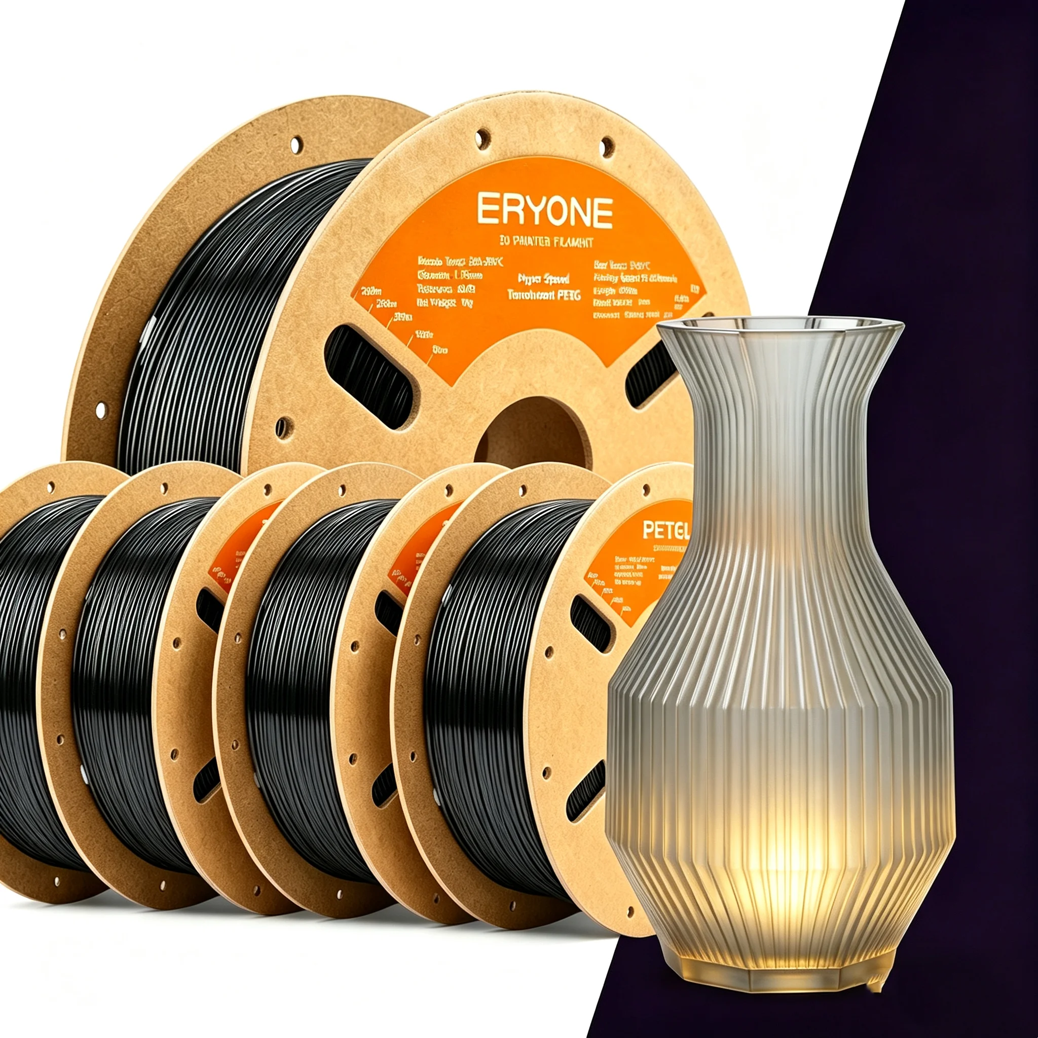 ERYONE 5KG Hyper Speed Translucent PETG 30-600mm/s Hyper Speed PETG Filament Fit Most FDM Printer,(1kg (2.2LBS) / Spool)