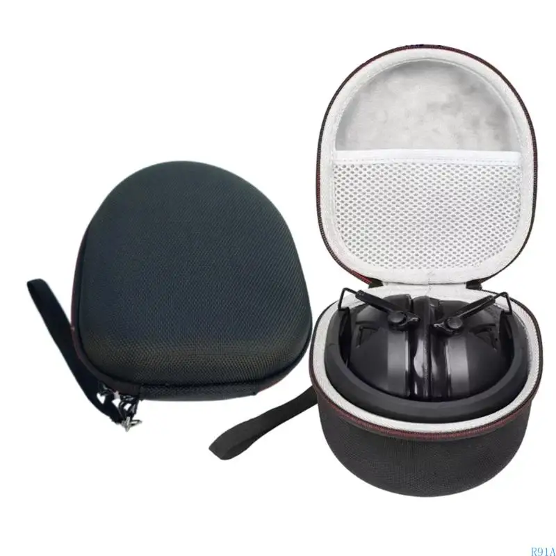 R91A Durability EVA Headphone Storage Case with Meshes Pocket for Cables Accessories