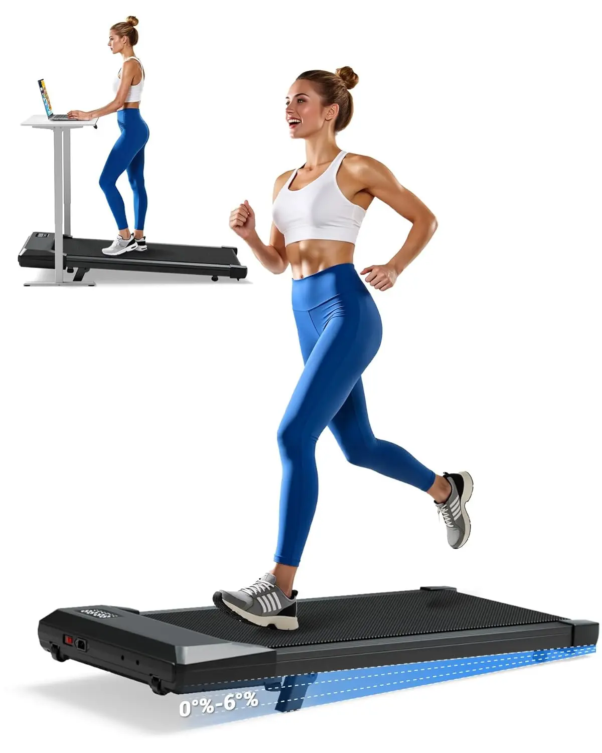 

Walking Pad Under Desk Treadmill with Incline, Quiet & Space-Saving Design for Home Office, 300 lbs Capacity,, Customized