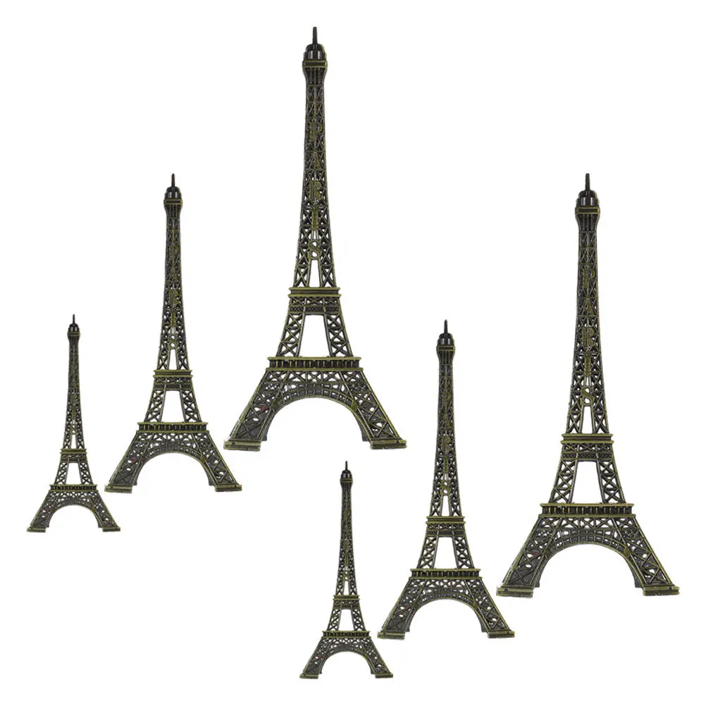 

6Pcs Elegant Eiffel Tower Statue Metal Alloy Construction Decor for Table Centerpiece Office Desk Shelf Vintage Architecture