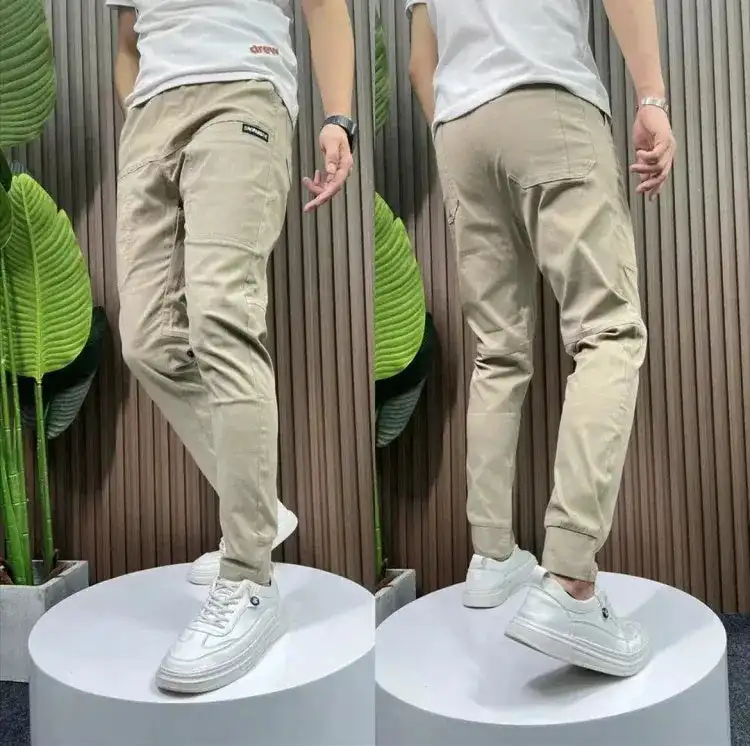 Pantaloni cargo skinny multitasche ad alta elasticità da uomo Pantaloni sportivi multitasche Pantaloni da jogging da lavoro casual tinta unita